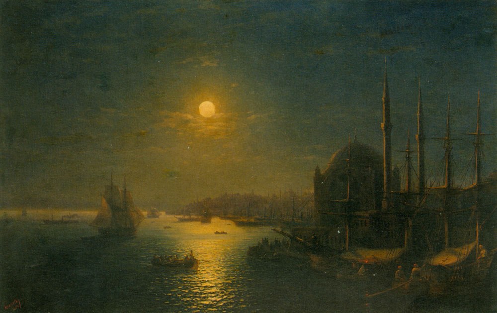 Ivan Constantinovich Aivazovsky A Moonlit View of the Bosphorus